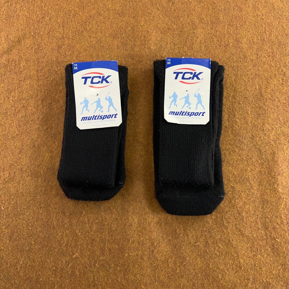 TCK Unisex Medium Black Multisport Football Soccer Baseball Athletic Socks NWT